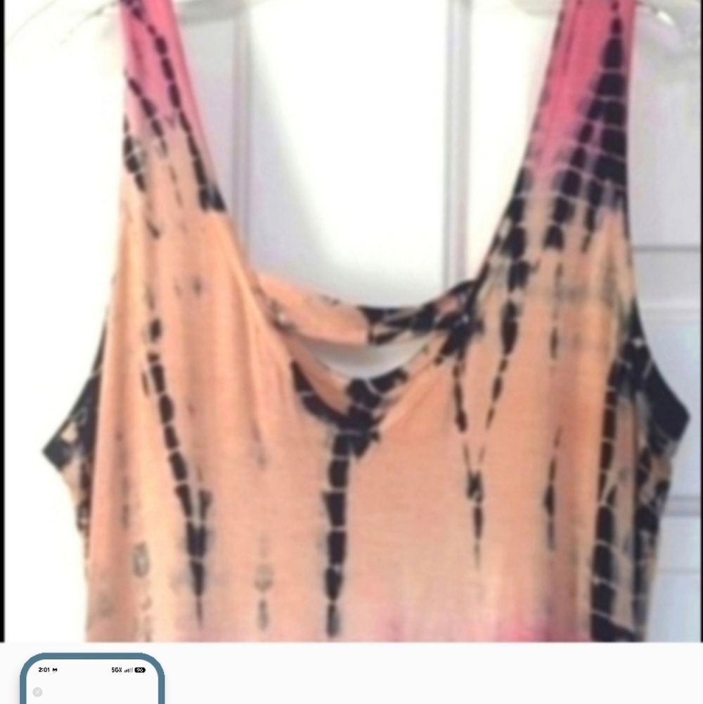 Raya Sun Pink and Black Tie-Dye Tank Top Swimsuit Coverup - Picture 7 of 9